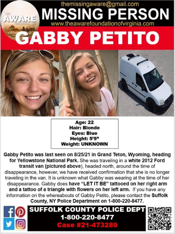 Gabrielle Petito, 22-year old from Blue Point Long Island has been missing since Aug. 25 and the search continues to bring Petito home. 