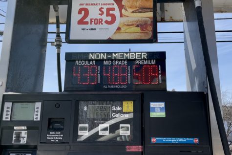 At this gas station in Babylon, gas prices were listed at $4.39 per gallon on March 31, 2022. Gas prices on Long Island have risen 55 cents since the beginning of March.