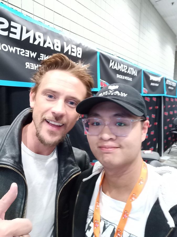 Media critic Benedicto Campo snaps a photo with actor Boyd Holbrook on Oct. 9, 2022. Comic Con is an annual comic book convention that takes places every October.