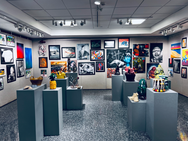 Works on display from the 2025 SCCC Student Art Exhibition.