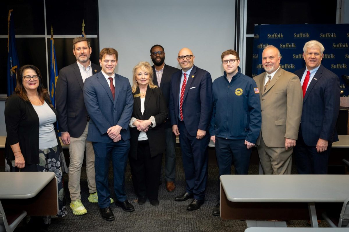 Representatives from the Suffolk County Legislature and SUNY Suffolk faculty and administration joined students in a simulated digital attack in April. (Credit: SUNY Suffolk)